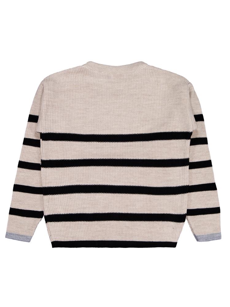 Civil Girls Çizgili 10-13 Yaş Kazak - Bej