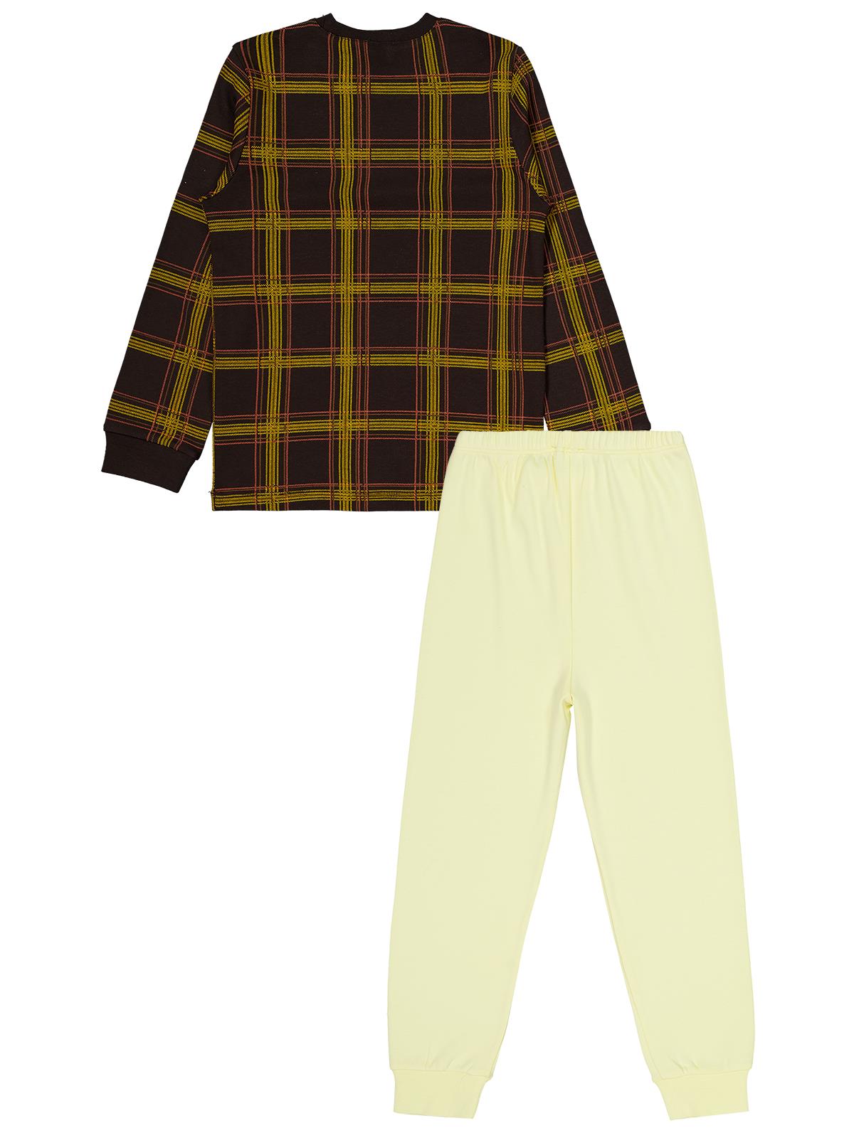 Civil Boys Ekose Empirmeli 6-9 Yaş Pijama Takımı - Kahverengi