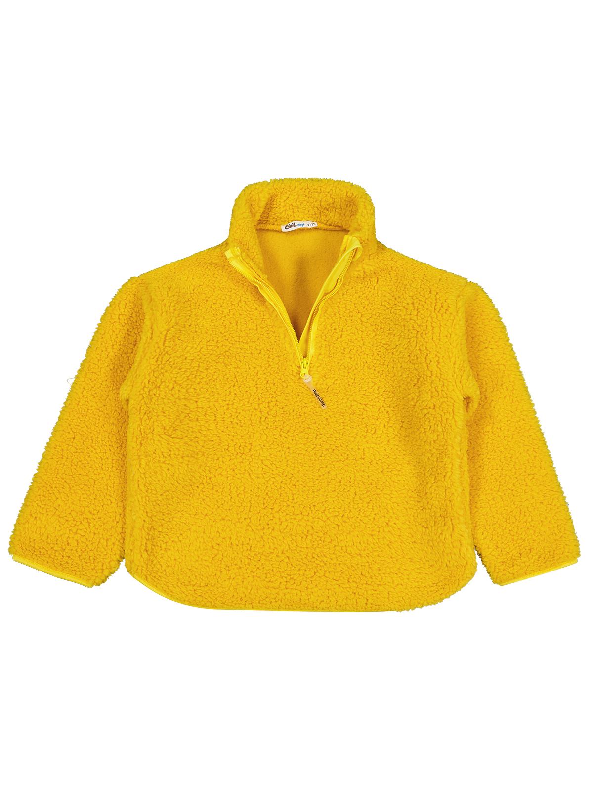 Civil Erkek Çocuk Biyeli Yarım Fermuarlı Sweatshirt | Velsoft | Okul Kreş ve Günlük Kullanım - Hardal