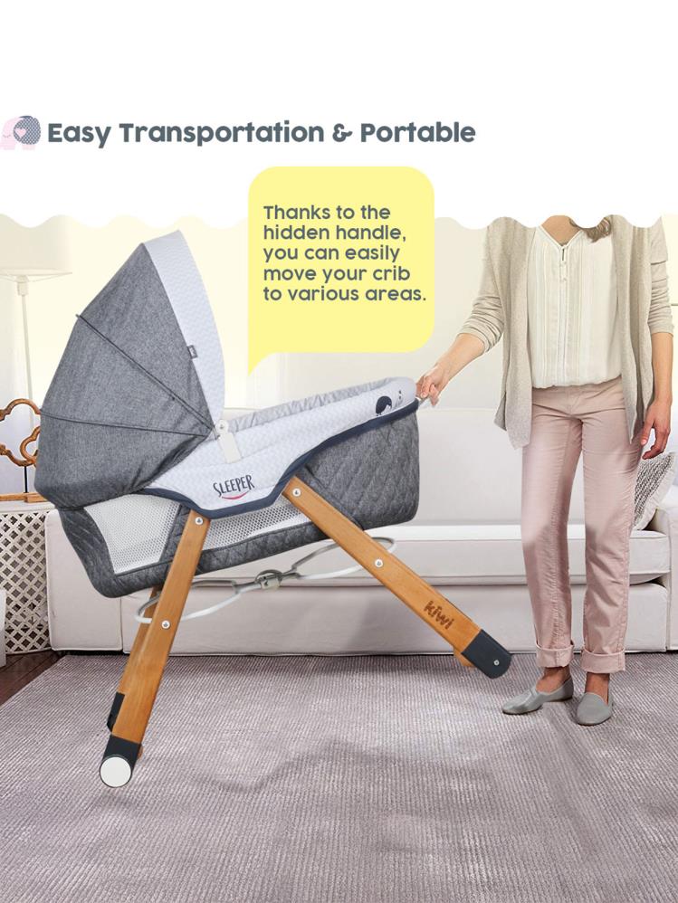 Kiwi Sleeper Portatif Anne Yanı Beşik - Gri