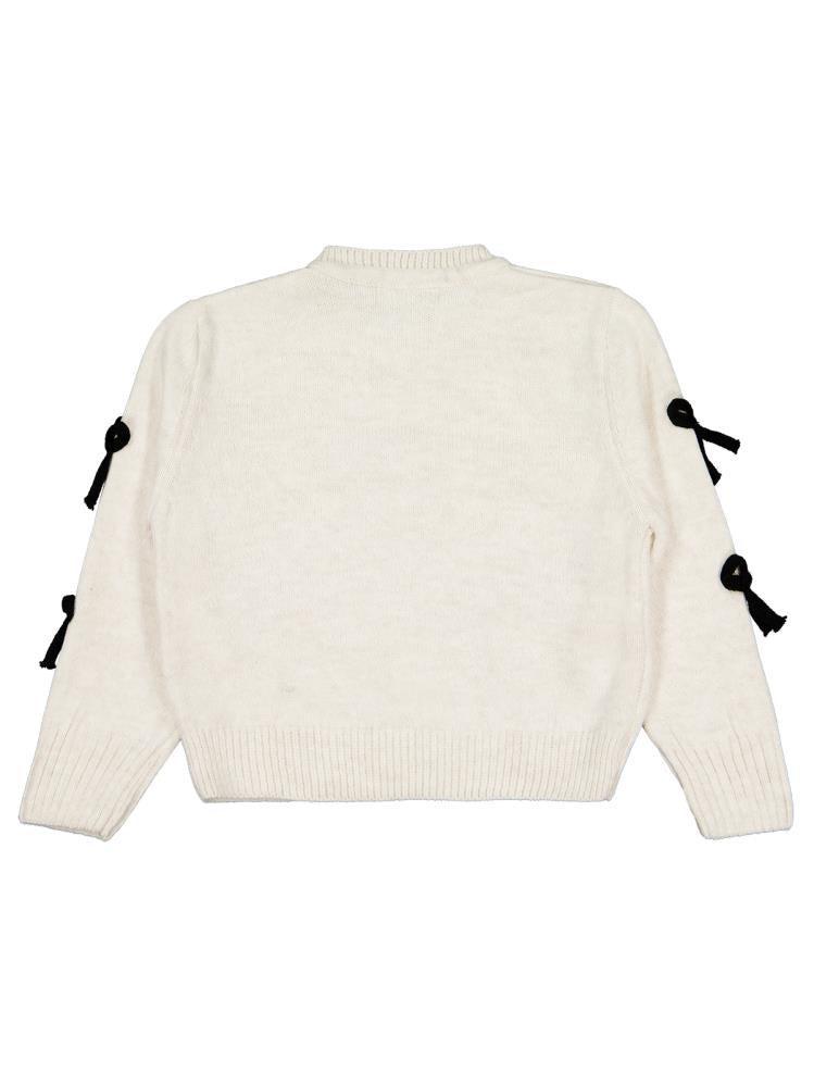 Civil Girls Fiyonk Aksesuarlı 6-9 Yaş Kazak - Ekru