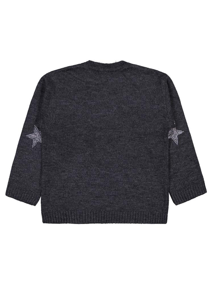 Civil Girls Yıldız Taş Baskılı 10-13 Yaş Kazak - Gri