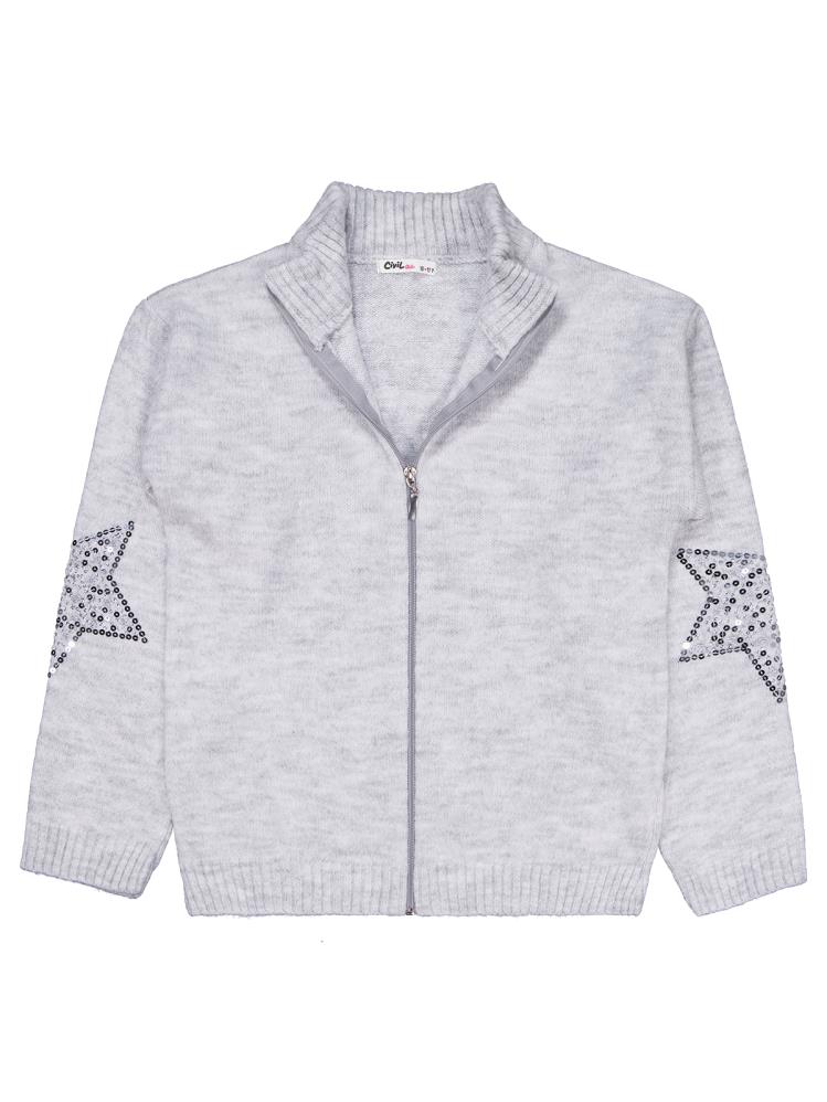 Civil Girls Yıldızlı Taş Baskılı 10-13 Yaş Hırka - Gri