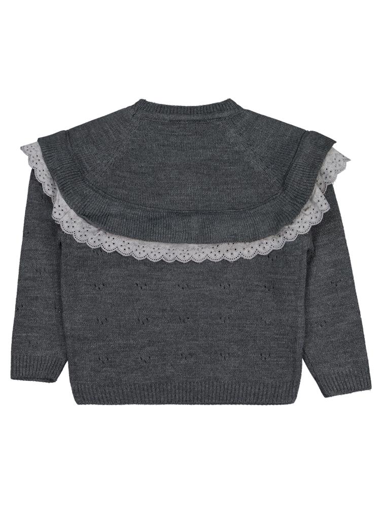 Civil Girls Roba Fırfırlı 6-9 Yaş Kazak - Gri