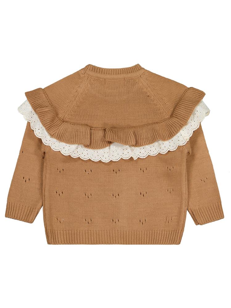 Civil Girls Roba Fırfırlı 2-5 Yaş Kazak - Kahverengi