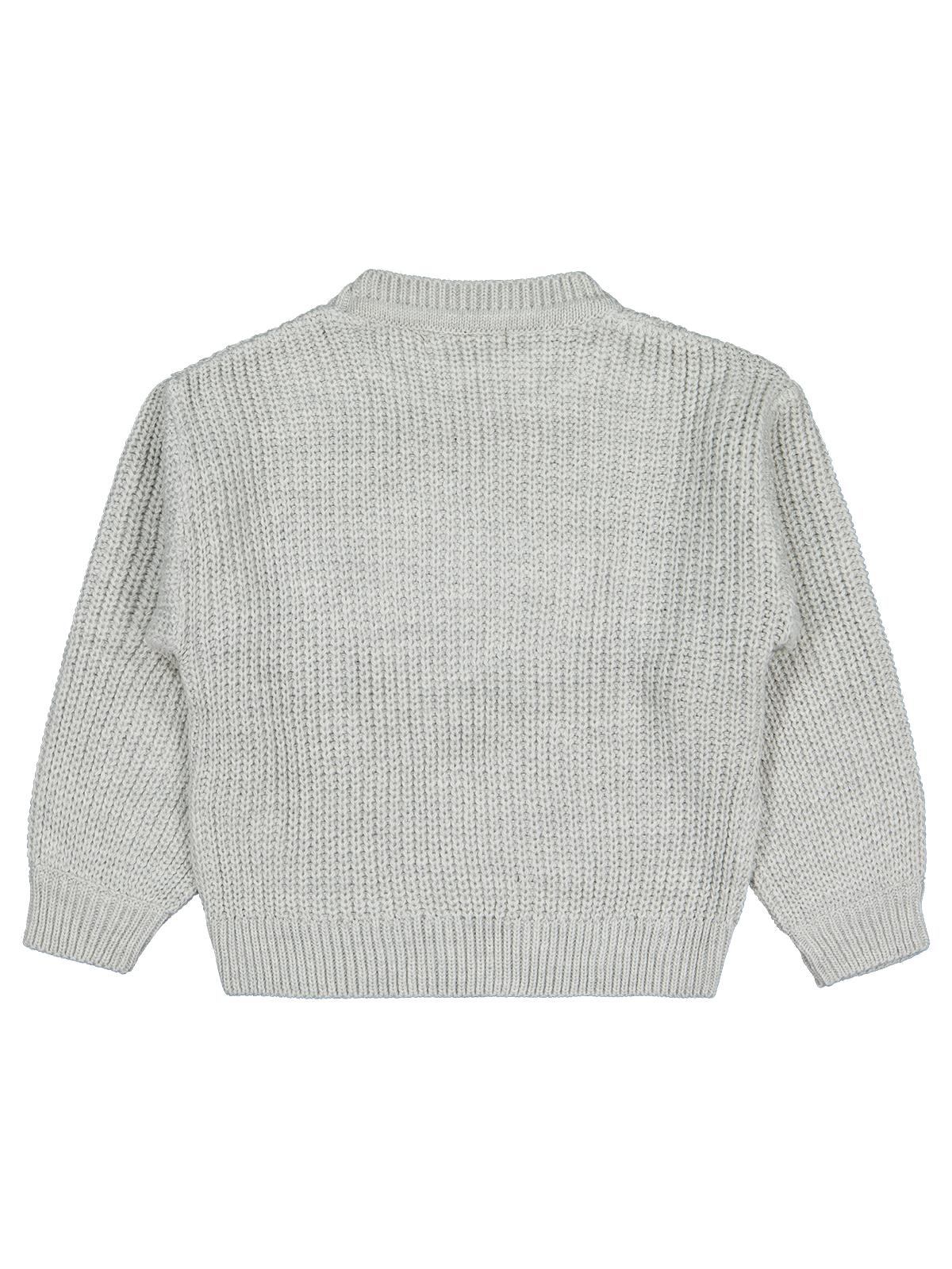 Civil Girls Fiyonk Nakışlı 2-5 Yaş Kazak - Gri