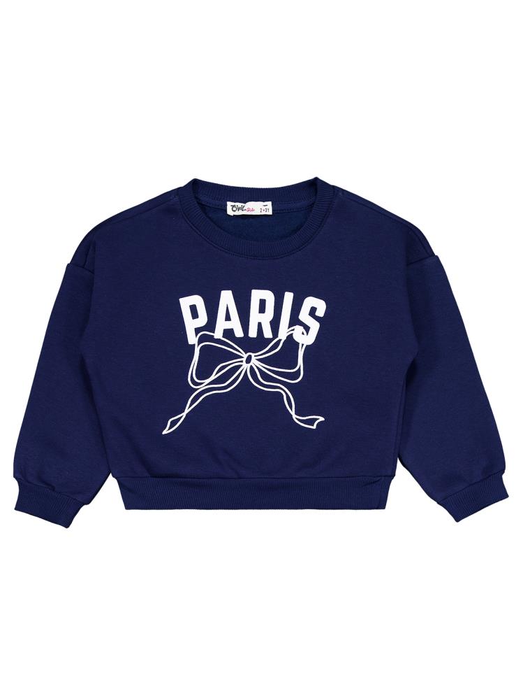 Civil Girls Paris Baskılı 2-5 Yaş Eşofman Takımı - Lacivert