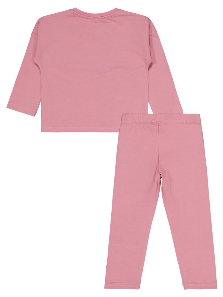 Civil Girls Simli Yıldız Baskılı 2-5 Yaş Takım - Pembe
