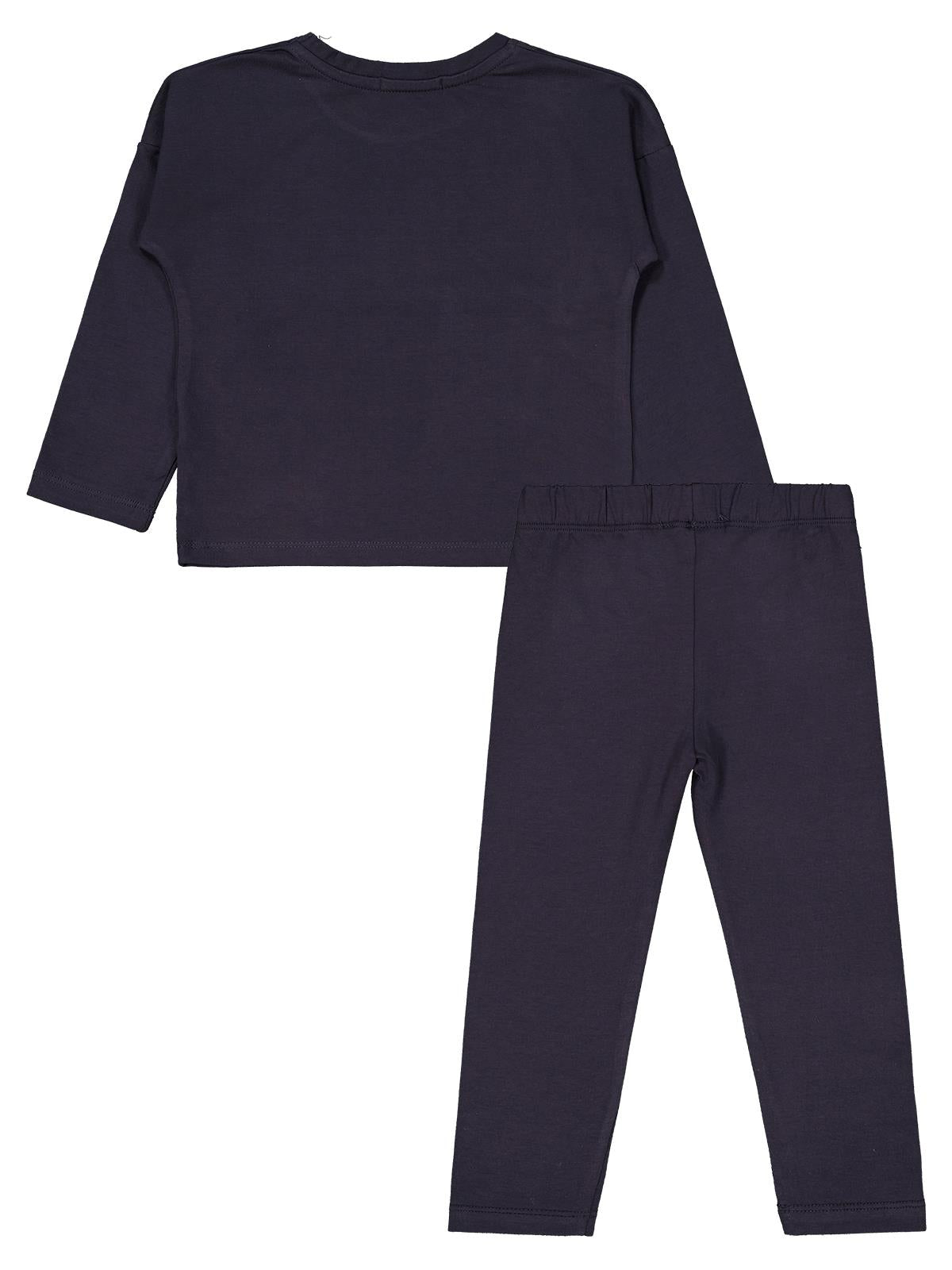 Civil Girls Simli Yıldız Baskılı 2-5 Yaş Takım - Gri