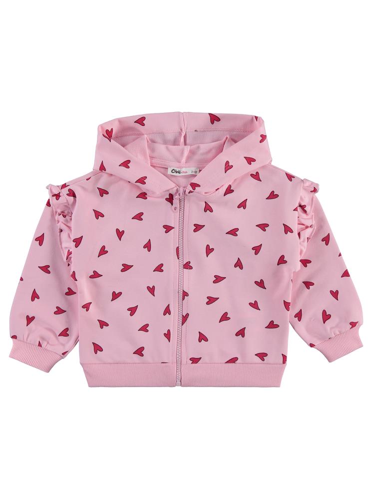 Civil Girls Kalp Baskılı 2-5 Yaş Eşofman Takımı - Pembe