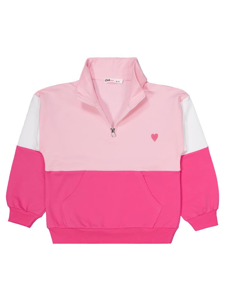 Civil Girls Kalp Nakışlı 6-9 Yaş Eşofman Takımı - Pembe