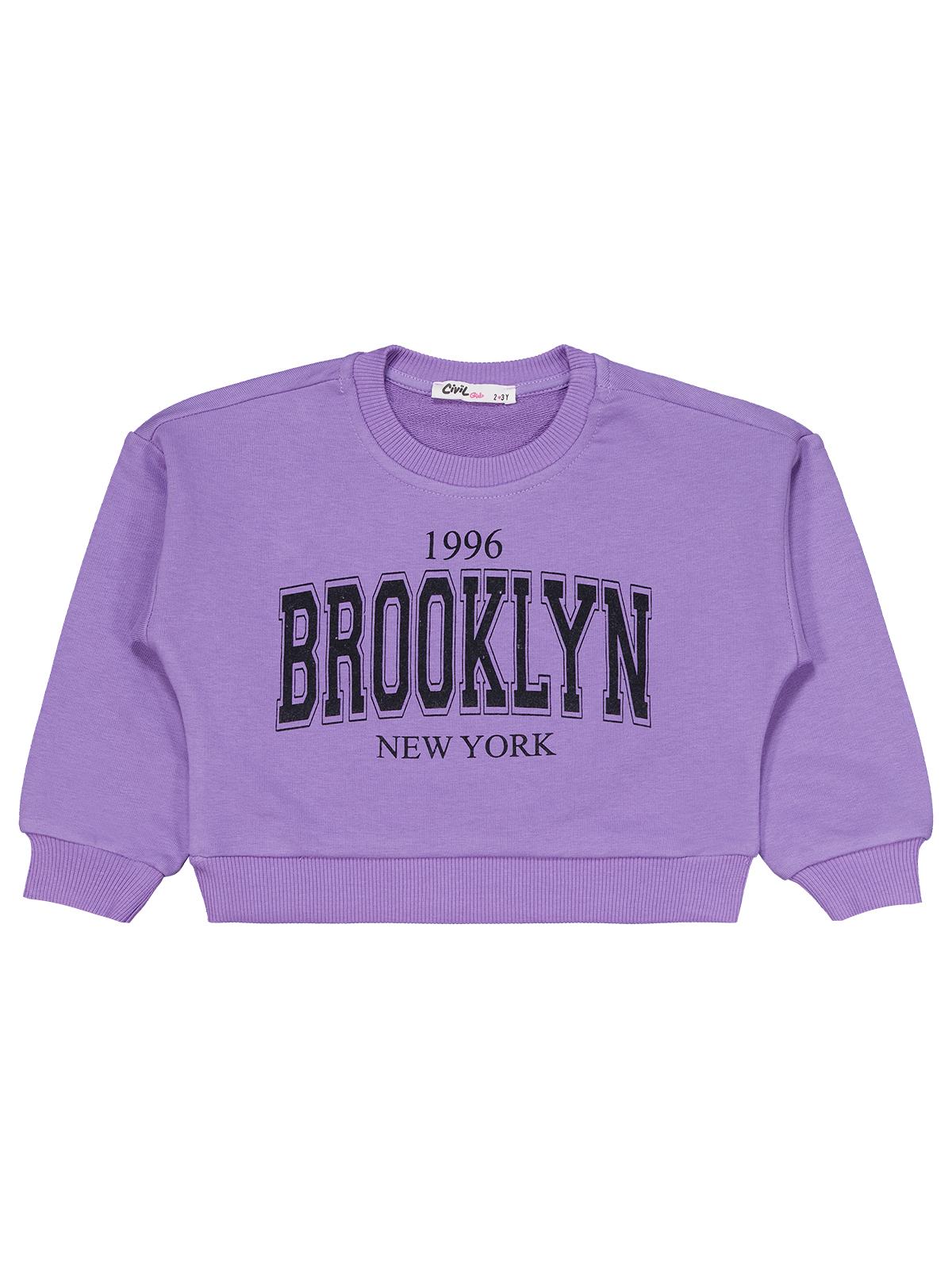 Civil Kız Çocuk Brooklyn Baskılı Eşofman Takımı | Okul Kreş ve Günlük Kullanım - Lila