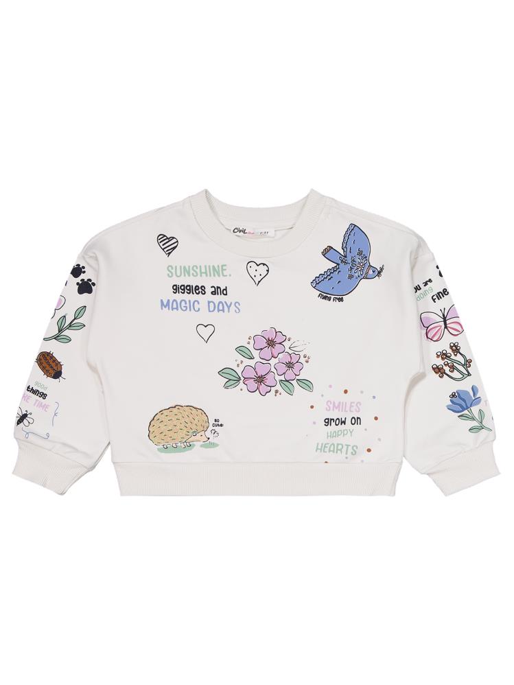 Civil Girls Magic Day Baskılı 2-5 Yaş Eşofman Takımı - Ekru