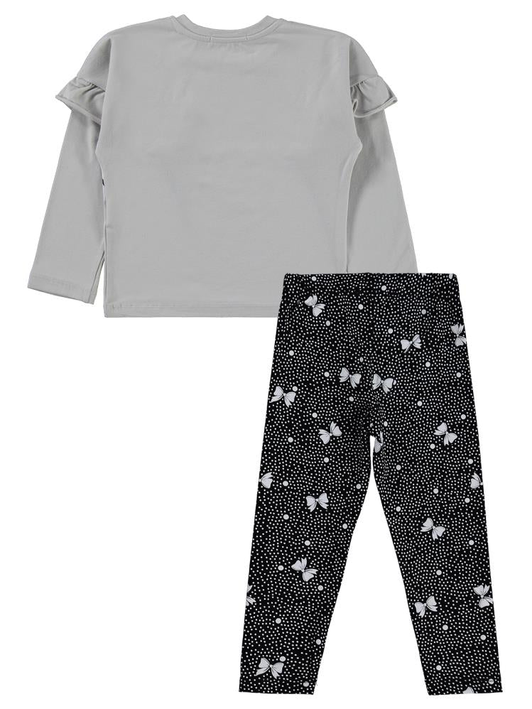 Civil Girls Fiyonk Baskılı 2-5 Yaş Takım - Gri