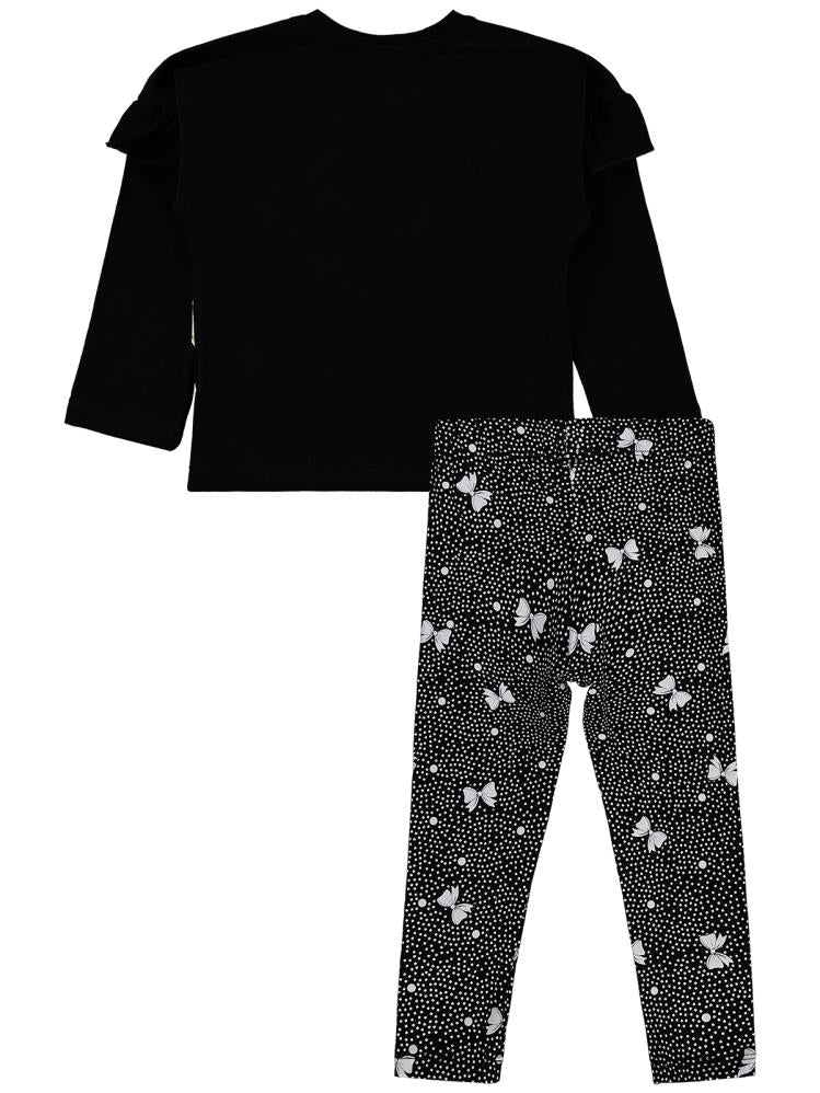 Civil Girls Fiyonk Baskılı 2-5 Yaş Takım - Siyah