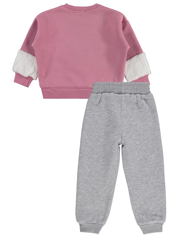 Civil Girls Kalp Nakışlı 2-5 Yaş Eşofman Takımı - Softpembe-Grimelanj