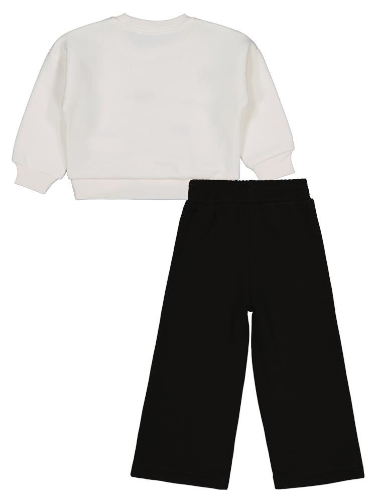 Civil Girls Fiyonk Nakışlı 2-5 Yaş Eşofman Takımı - Ekru