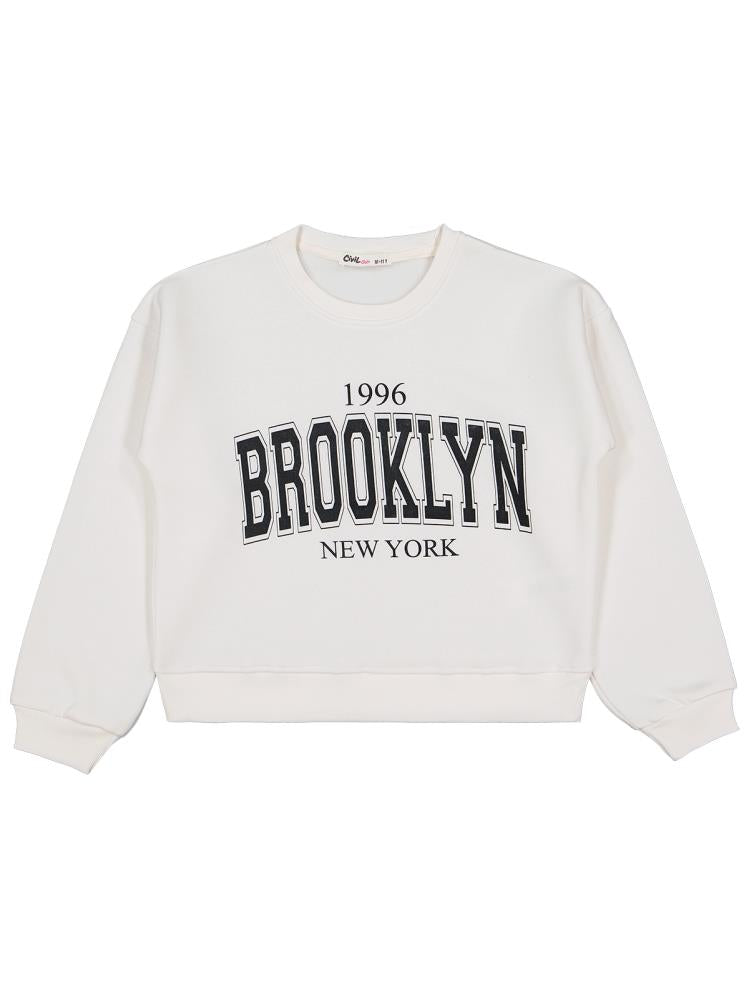 Civil Girls Brooklyn Baskılı 10-13 Yaş Eşofman Takımı - Ekru