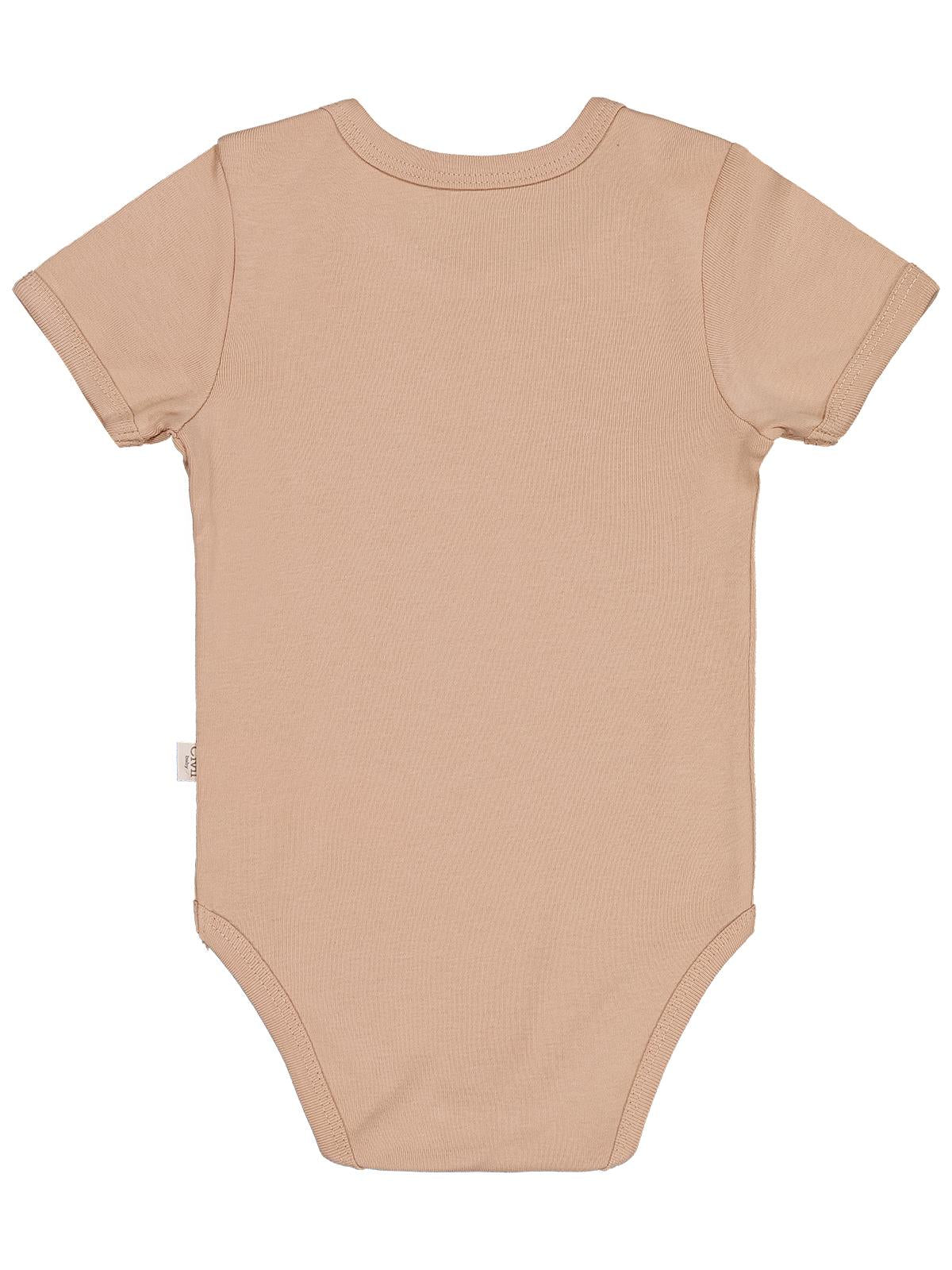 Civil Baby Düz Renkli Kısa Kol 0-1 Ay Çıtçıtlı Badi - Kahverengi