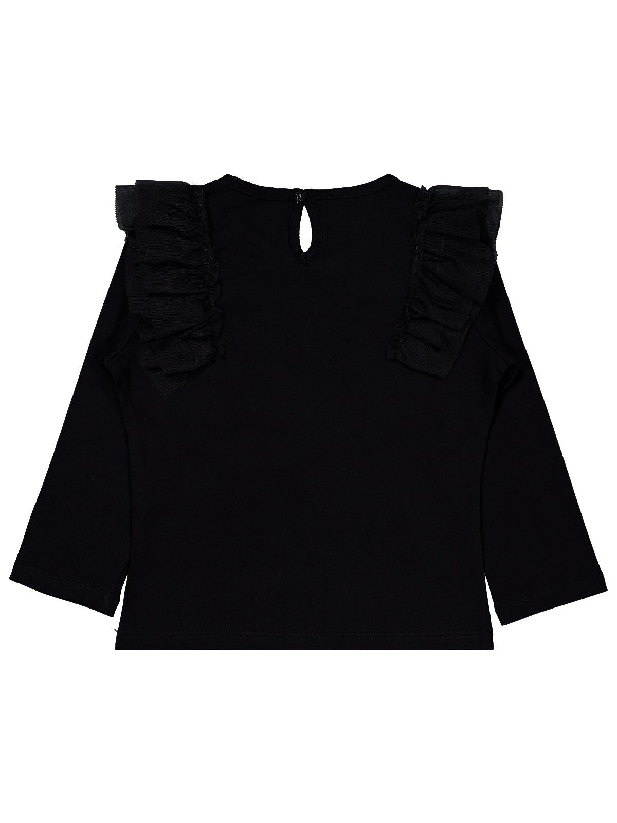 Civil Kız Çocuk Tül Fırfırlı Sweatshirt | Süprem Uzun Kol | Okul Kreş ve Günlük Kullanım - Siyah