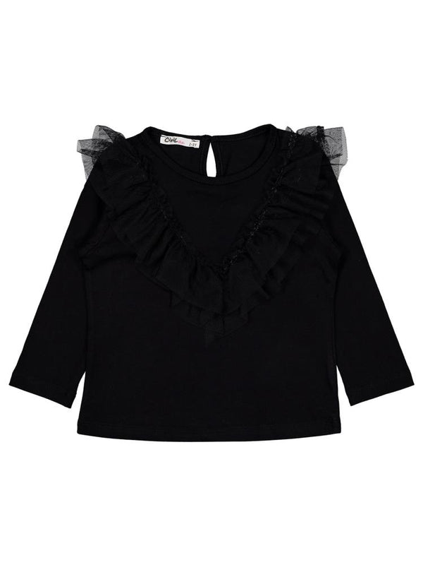 Civil Girls Tül Fırfırlı 2-5 Yaş Sweatshirt - Siyah