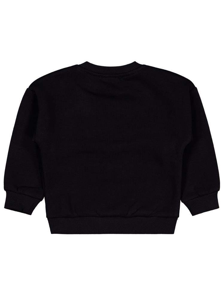 Civil Girls Pullu Kalp Nakışlı 2-5 Yaş Sweatshirt - Siyah