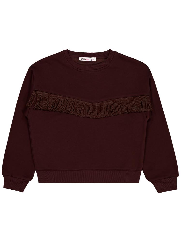 Civil Girls Püsküllü 10-13 Yaş Sweatshirt - Kahverengi