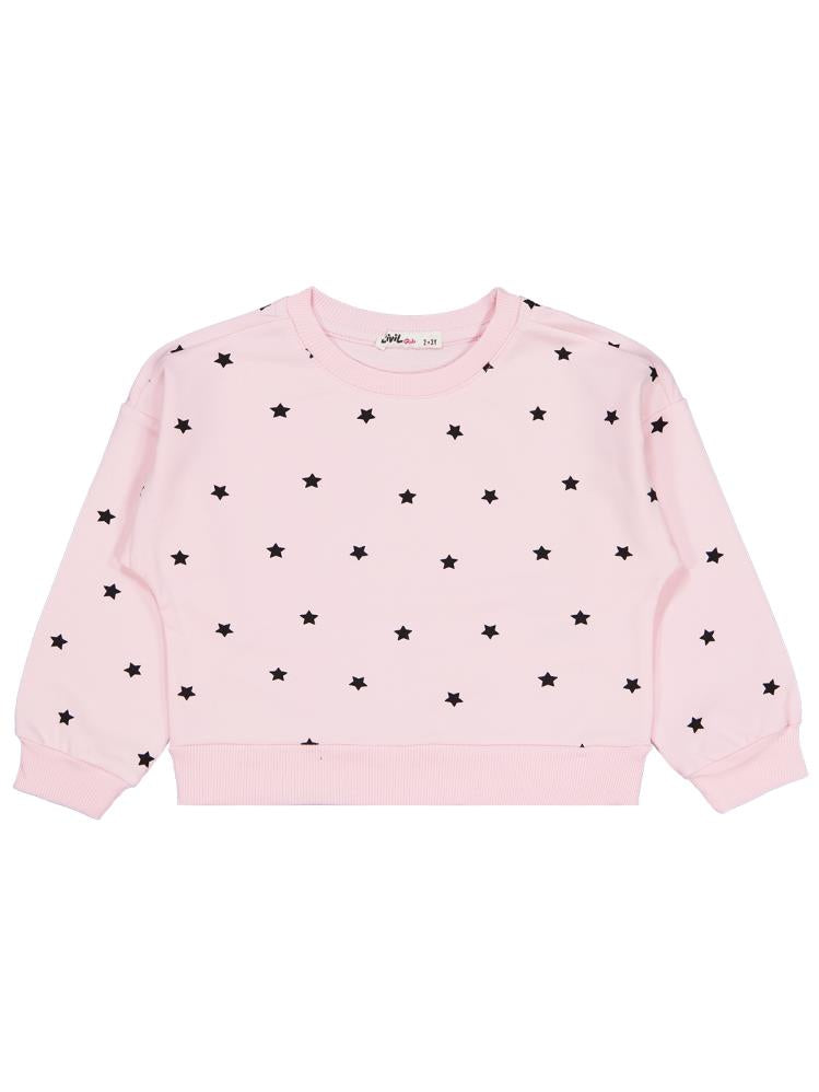 Civil Girls Yıldız Baskılı 2-5 Yaş Sweatshirt - Pudra