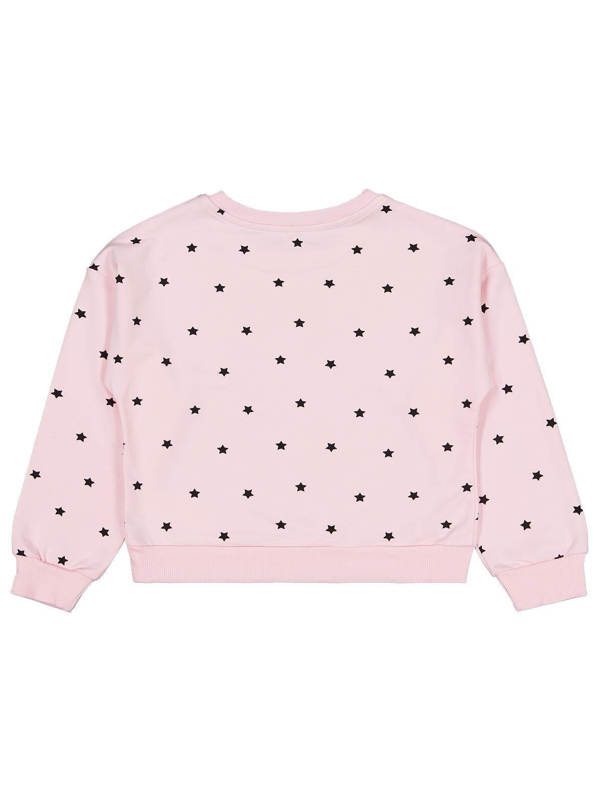 Civil Kız Çocuk Yıldız Baskılı Sweatshirt | 2 İp Uzun Kol | Okul Kreş ve Günlük Kullanım - Pudra