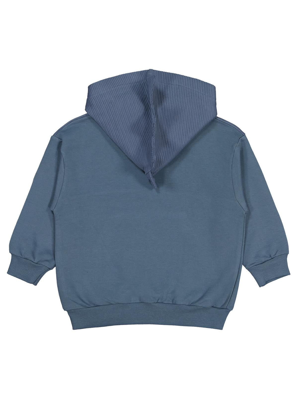 Civil Erkek Çocuk Göz Baskılı Kapşonlu Sweatshirt | 2 İp Uzun Kol | Okul Kreş ve Günlük Kullanım - Gri
