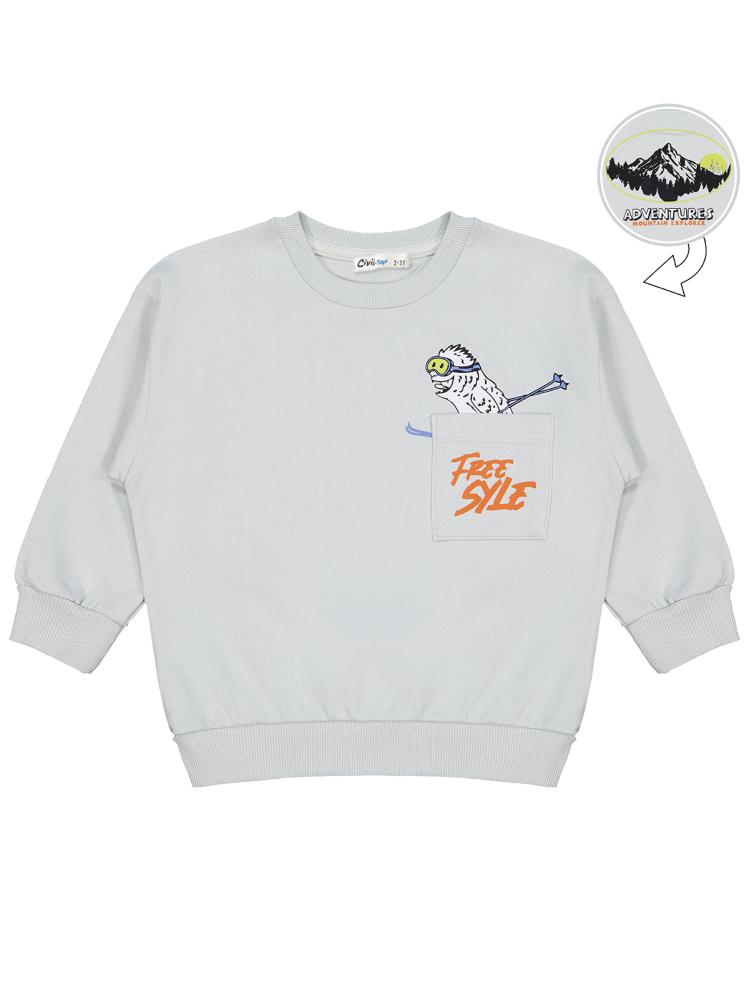 Civil Boys Karyoka Dikişli 2-5 Yaş Sweatshirt - Gri