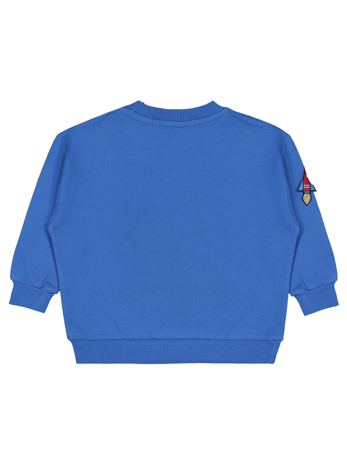Civil Erkek Çocuk Lost İn Space Baskılı Sweatshirt | 2 İp Uzun Kol | Okul Kreş ve Günlük Kullanım - Mavi