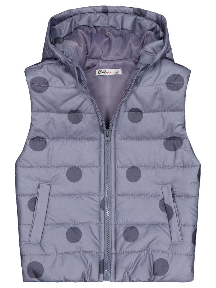Civil Girls Puan Baskılı 2-5 Yaş Yelek - Gri