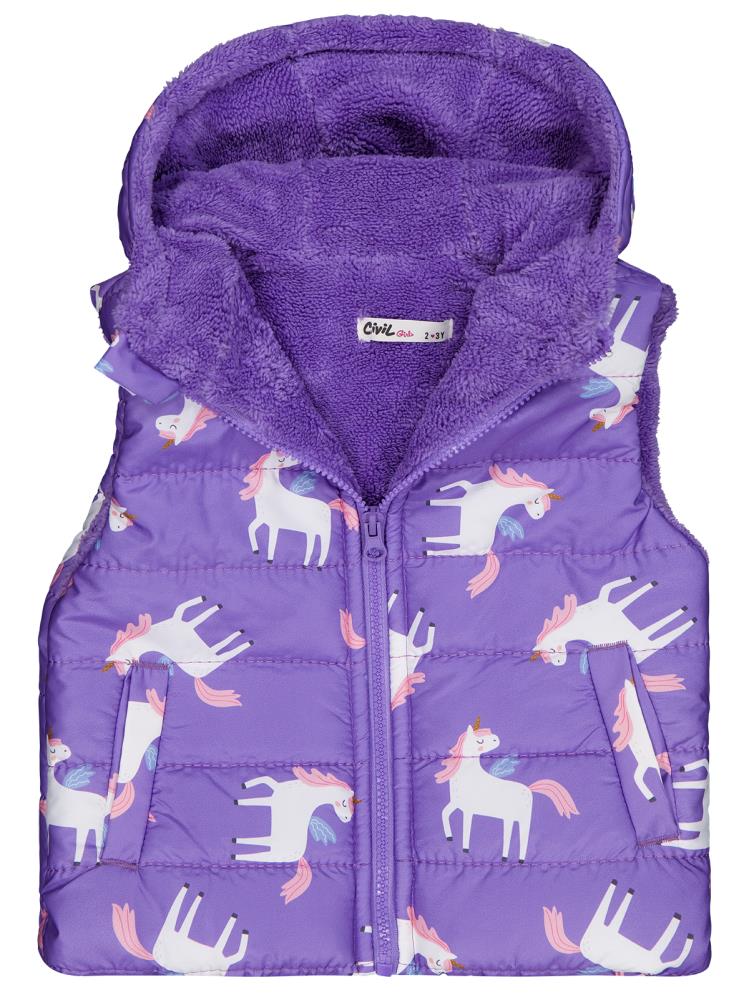 Civil Girls Unicorn Baskılı 2-5 Yaş Yelek - Lila