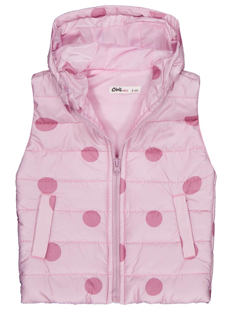 Civil Girls Puan Baskılı 2-5 Yaş Yelek - Pudra