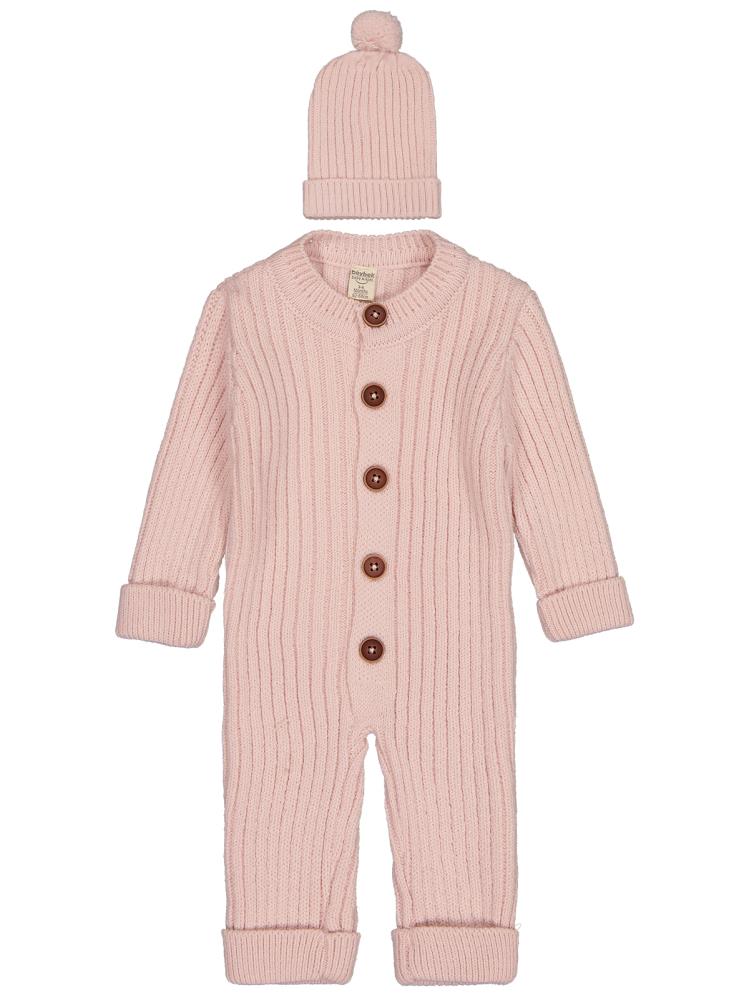 Beybek Düğmeli 3-12 Ay Tulum - Pembe