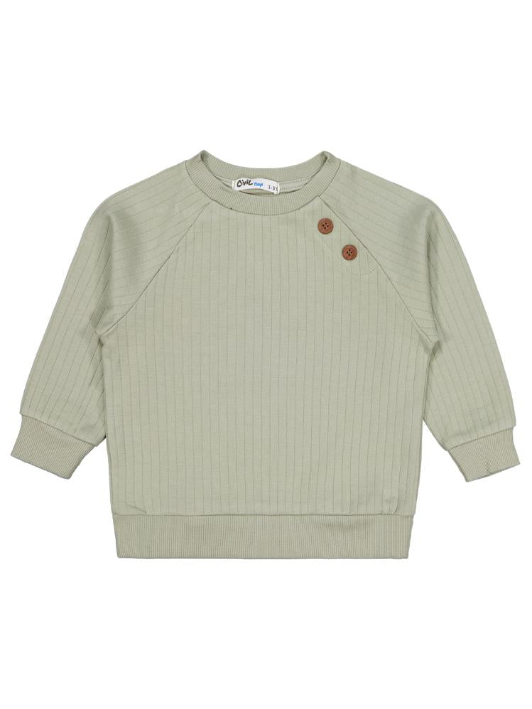 Civil Boys Süs Düğmeli 2-5 Yaş Sweatshirt - Yeşil
