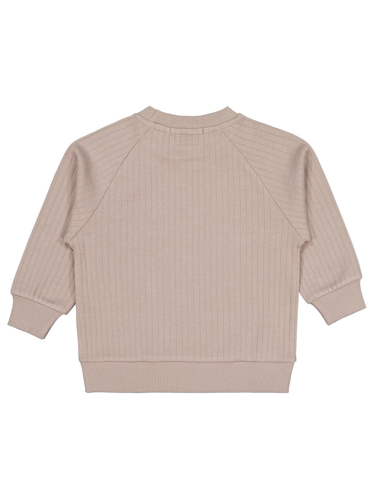 Civil Erkek Çocuk Süs Düğmeli Sweatshirt | İnterlok Uzun Kol | Okul Kreş ve Günlük Kullanım - Bej