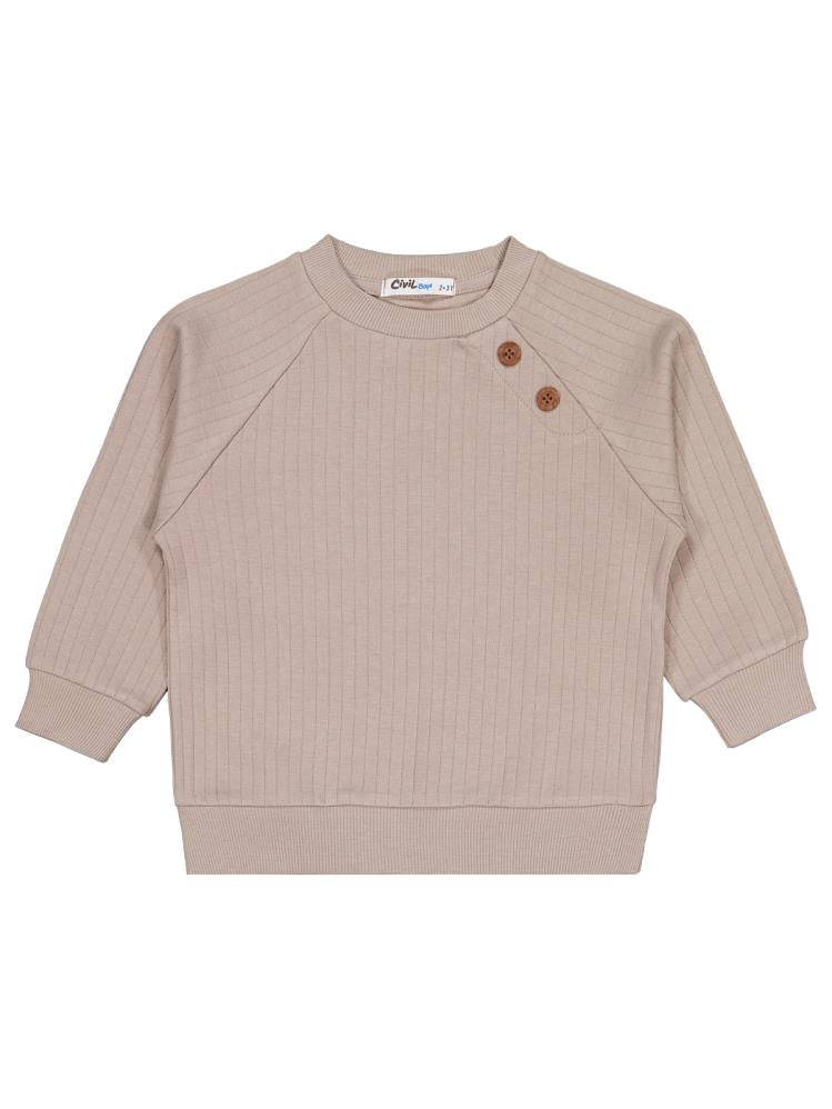 Civil Boys Süs Düğmeli 2-5 Yaş Sweatshirt - Bej