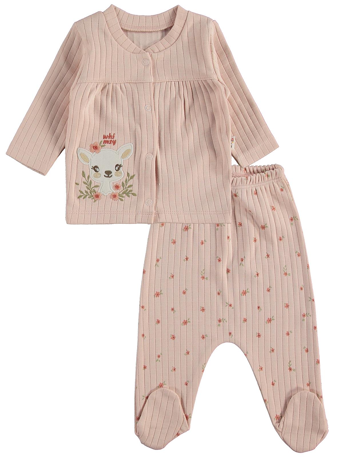 Civil Baby Ceylan Çiçek Baskılı 0-1 Ay Zıbın Setleri - Pembe