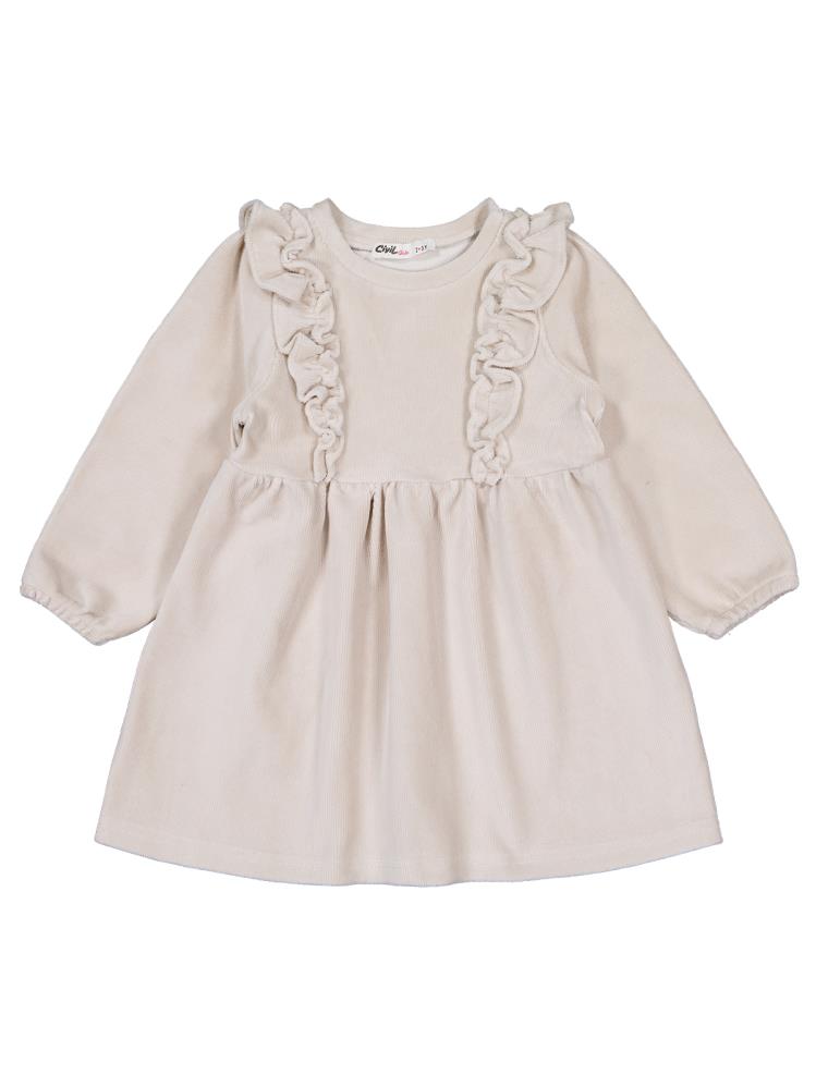 Civil Girls Fırfırlı 2-5 Yaş Elbise - Bej
