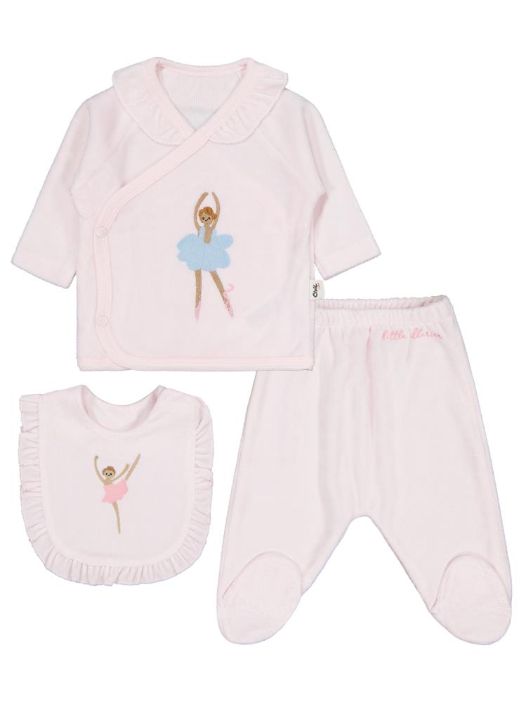 Civil Baby Balerin Nakışlı 0-1 Ay Zıbın Takımları - Pembe