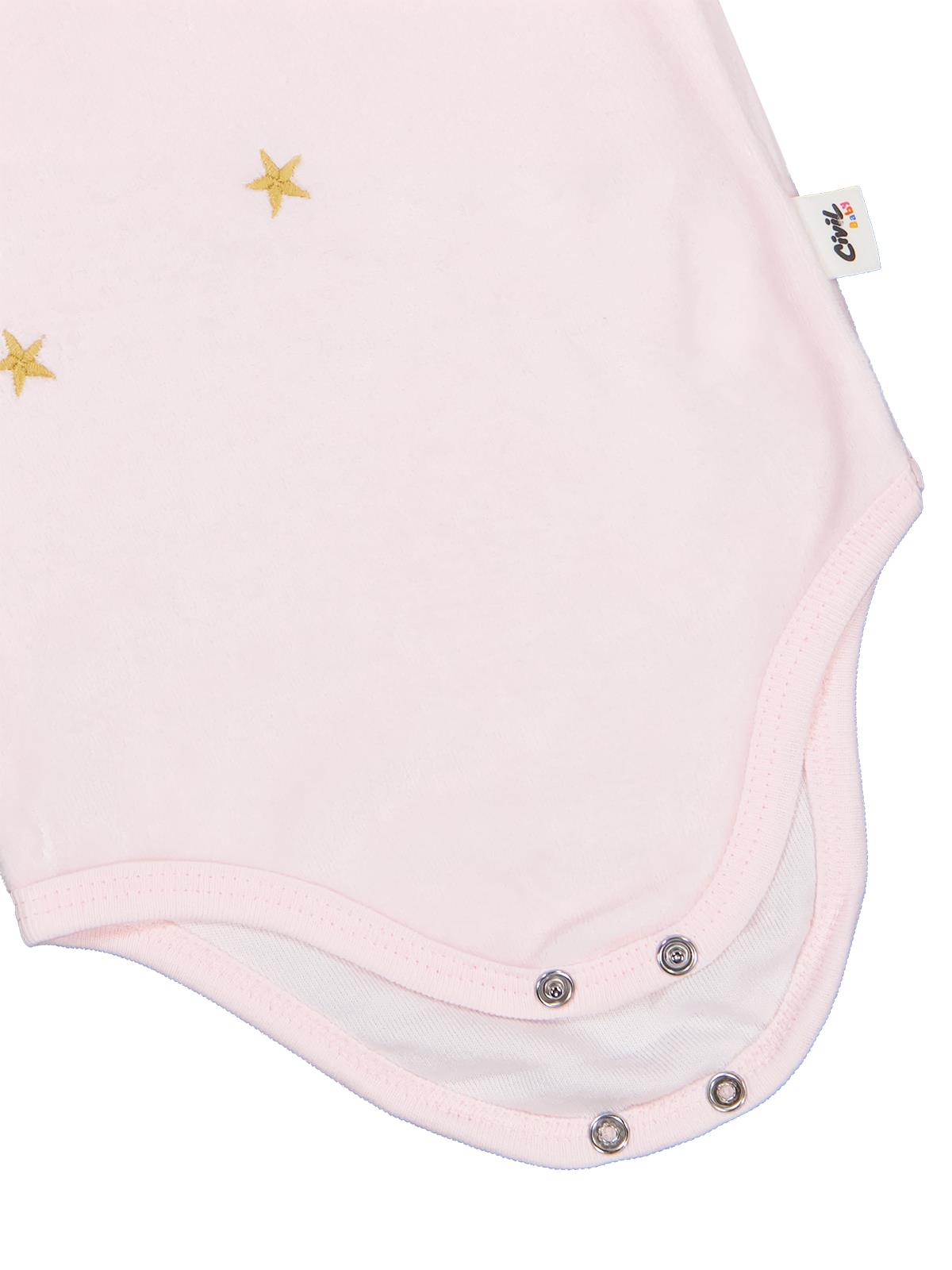 Civil Baby Yıldız Nakışlı 1-18 Ay Çıtçıtlı Badi - Pembe