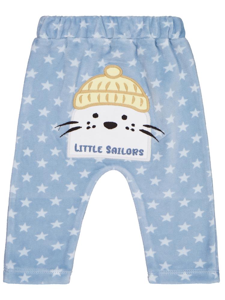 Civil Baby Yıldız Empirme Fok Nakışlı 6-18 Ay Tek Alt Bebe - Mavi