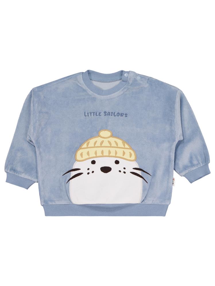 Civil Baby Fok Balığı Nakışlı 6-18 Ay Takım - Mavi