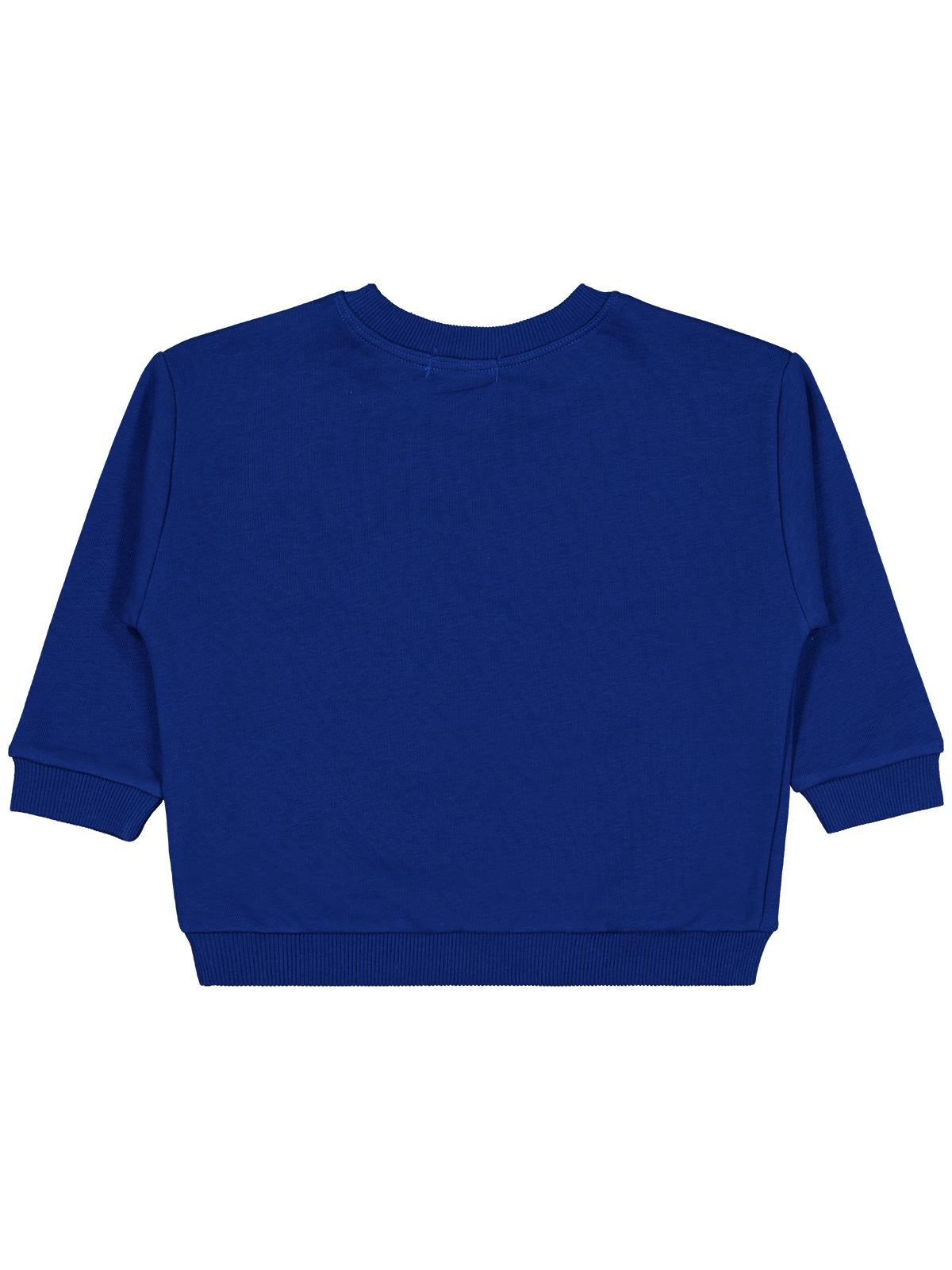 Civil Erkek Çocuk Dinozor Nakışlı Sweatshirt | 3 İp Uzun Kol | Okul Kreş ve Günlük Kullanım - Mavi
