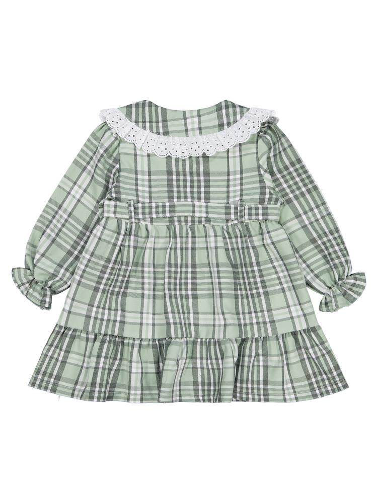 Civil Girls Ekose Desenli 2-5 Yaş Elbise - Yeşil