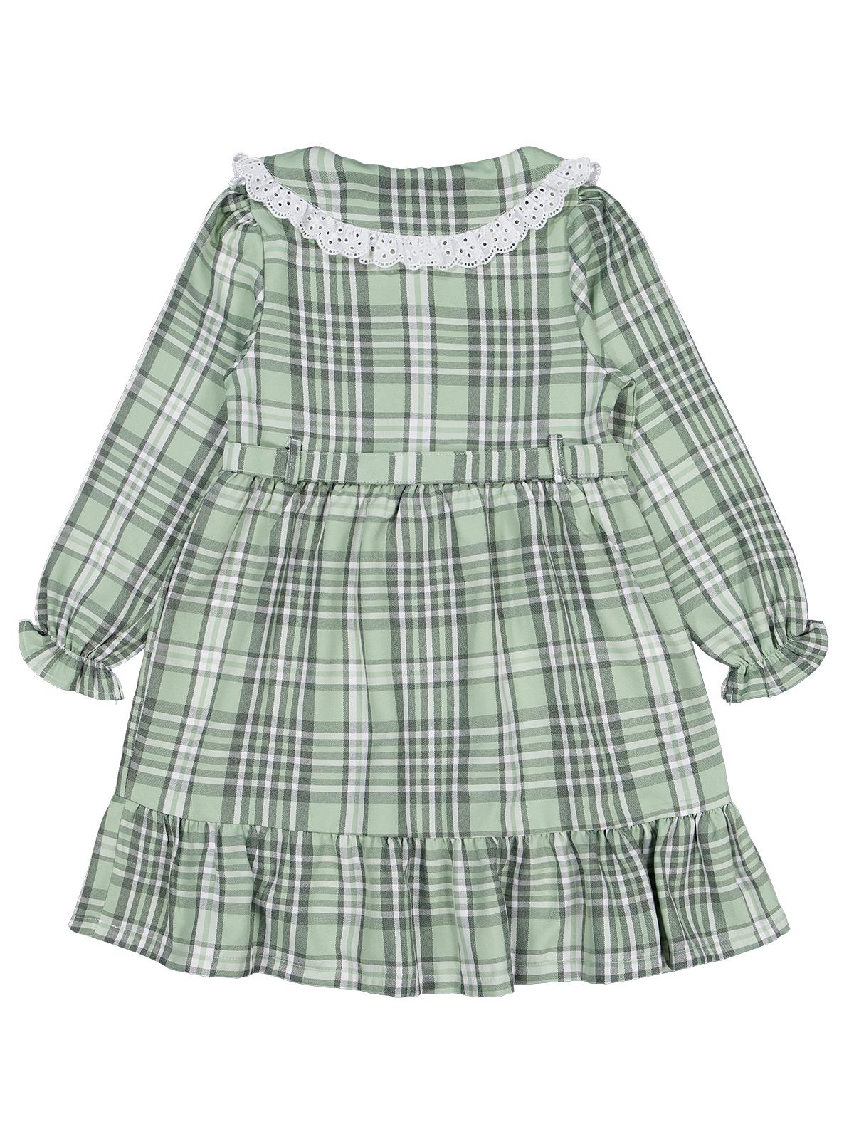 Civil Girls Ekose Desenli 6-9 Yaş Elbise - Yeşil