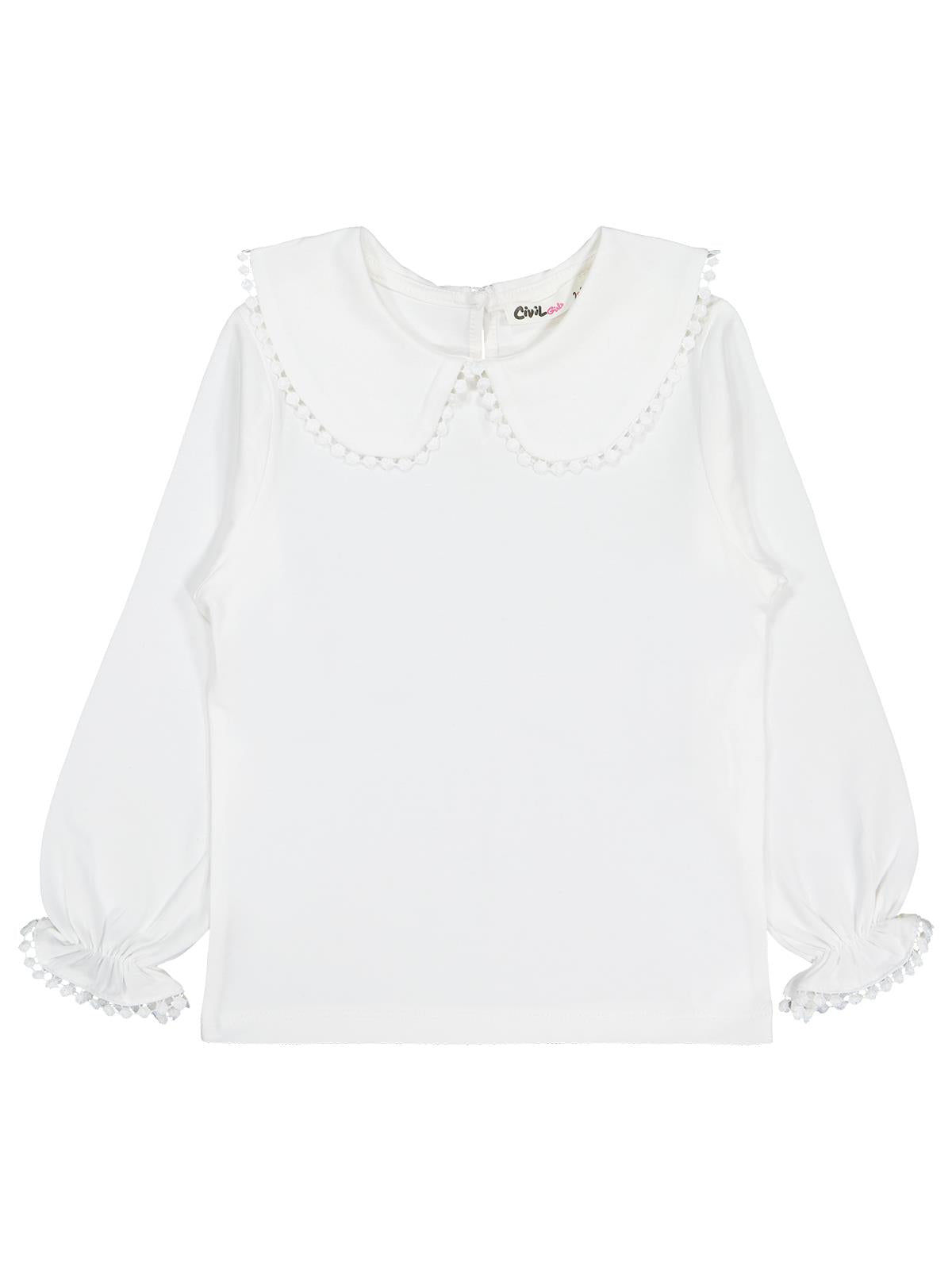 Civil Girls Yakası Pomponlu 2-5 Yaş Elbise - Pembe