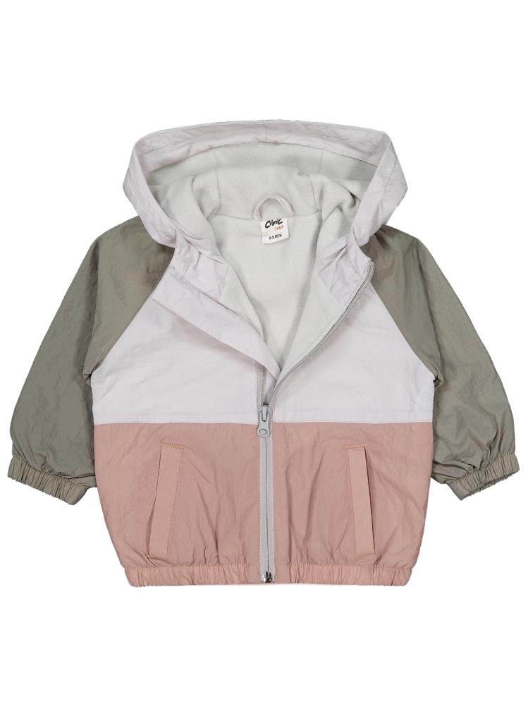 Civil Baby Blok Renkli İçi Polarlı 6-18 Ay Yağmurluk - Haki